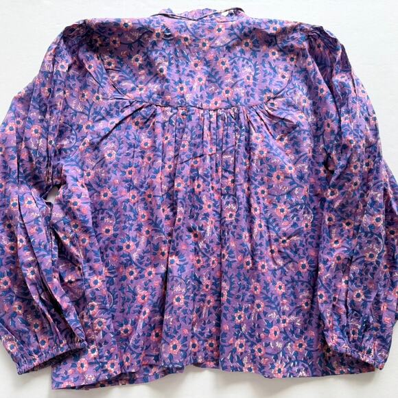 Emerson Fry Emmaline Blouse Violet Wildflower Pink Floral Medium Loose Boho - Picture 10 of 10